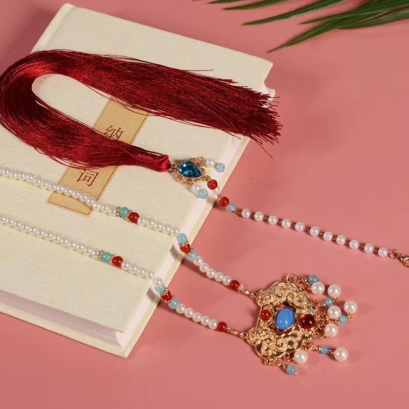 合金项链 汉服项链儿童软璎珞唐古风气质金锁璎珞流苏吊坠汉配饰