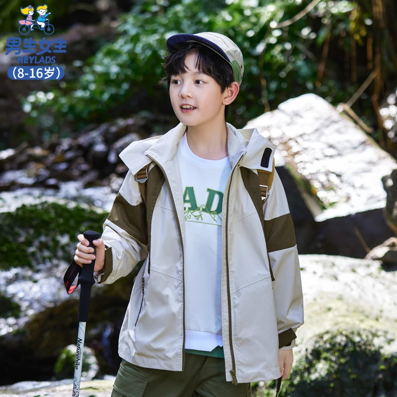 14030男童春秋休闲防风连帽撞色拼接中大童潮流茄克NCJBJ14030T