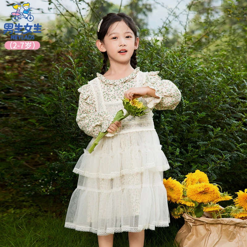 13757女小童洋气两件式长袖连衣裙NDLHJ13757A