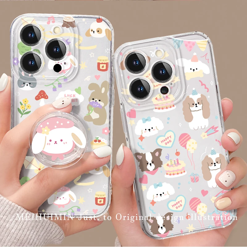 【直边透明壳】生日狗苹果华为vivo荣耀oppo小米iPhone15手机壳