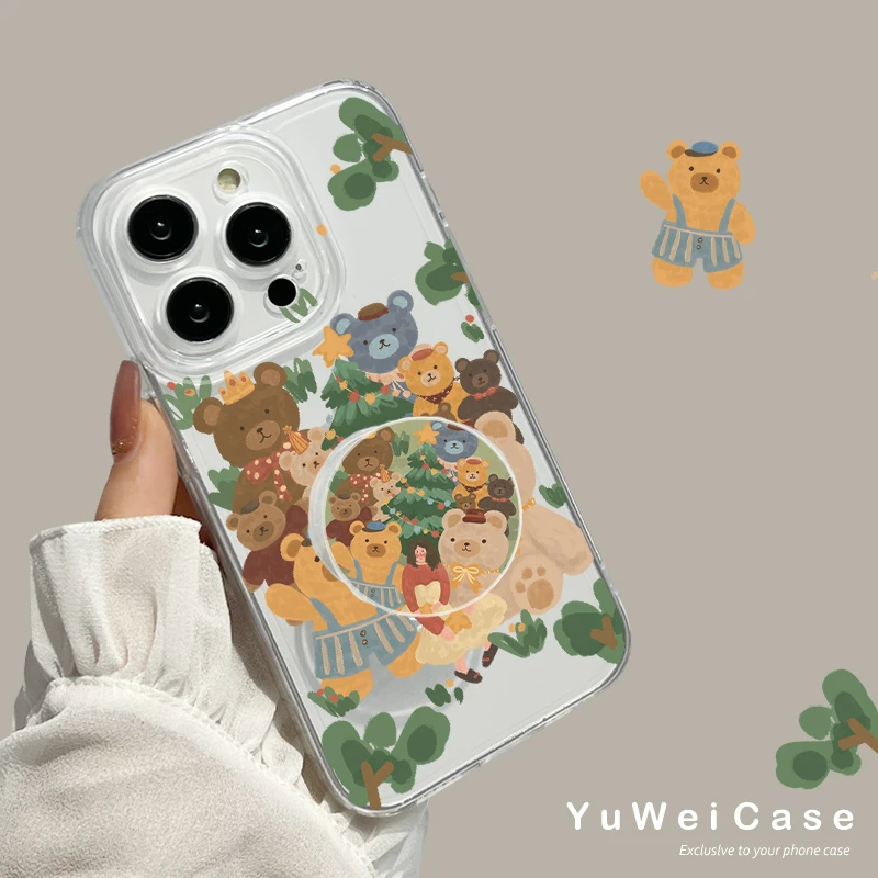 【直边透明壳】熊熊玩偶苹果13防摔iphone14pro个性玩偶熊