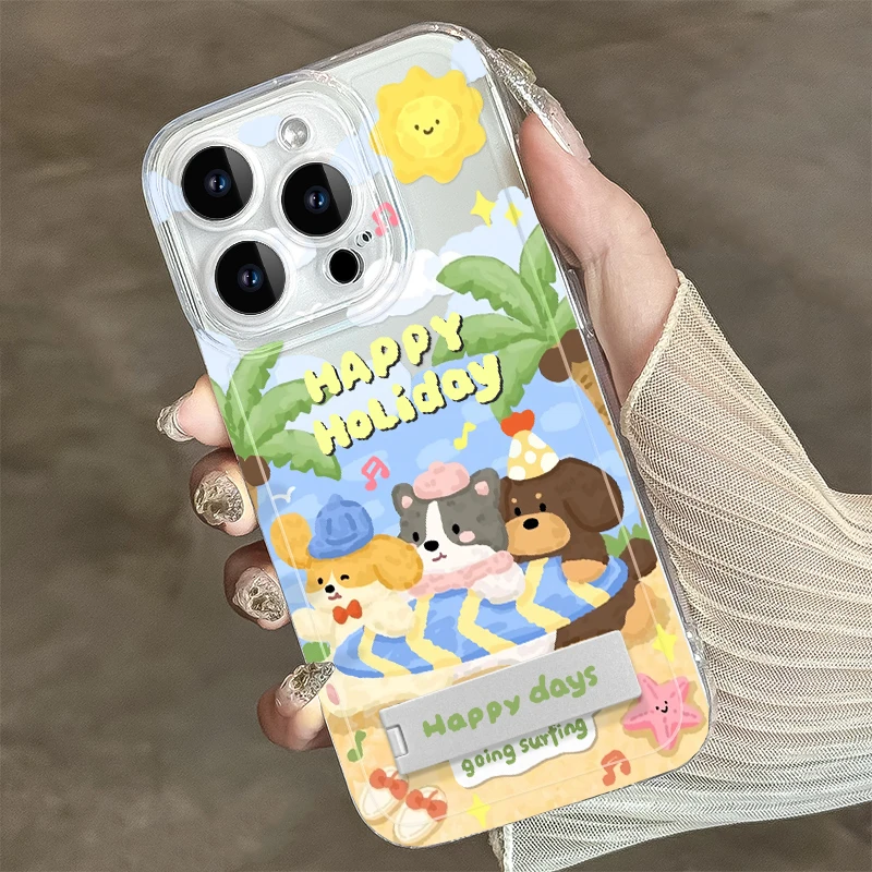 【直边透明壳】适用手机壳华为vivo荣耀oppo小米iPhone15假期狗