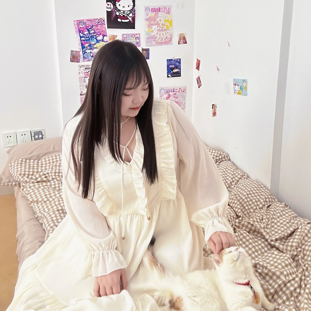 【轻氧少女】夏季胖妹妹穿搭显瘦文艺遮肚子长款大码连衣裙甜美长裙