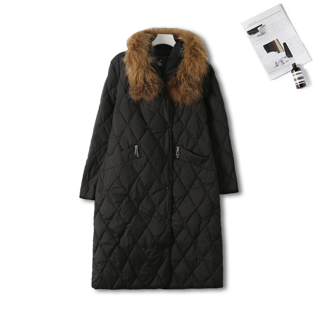 中长款棉服秋冬过膝时尚连帽休闲直筒修身保暖外套Y-6W843