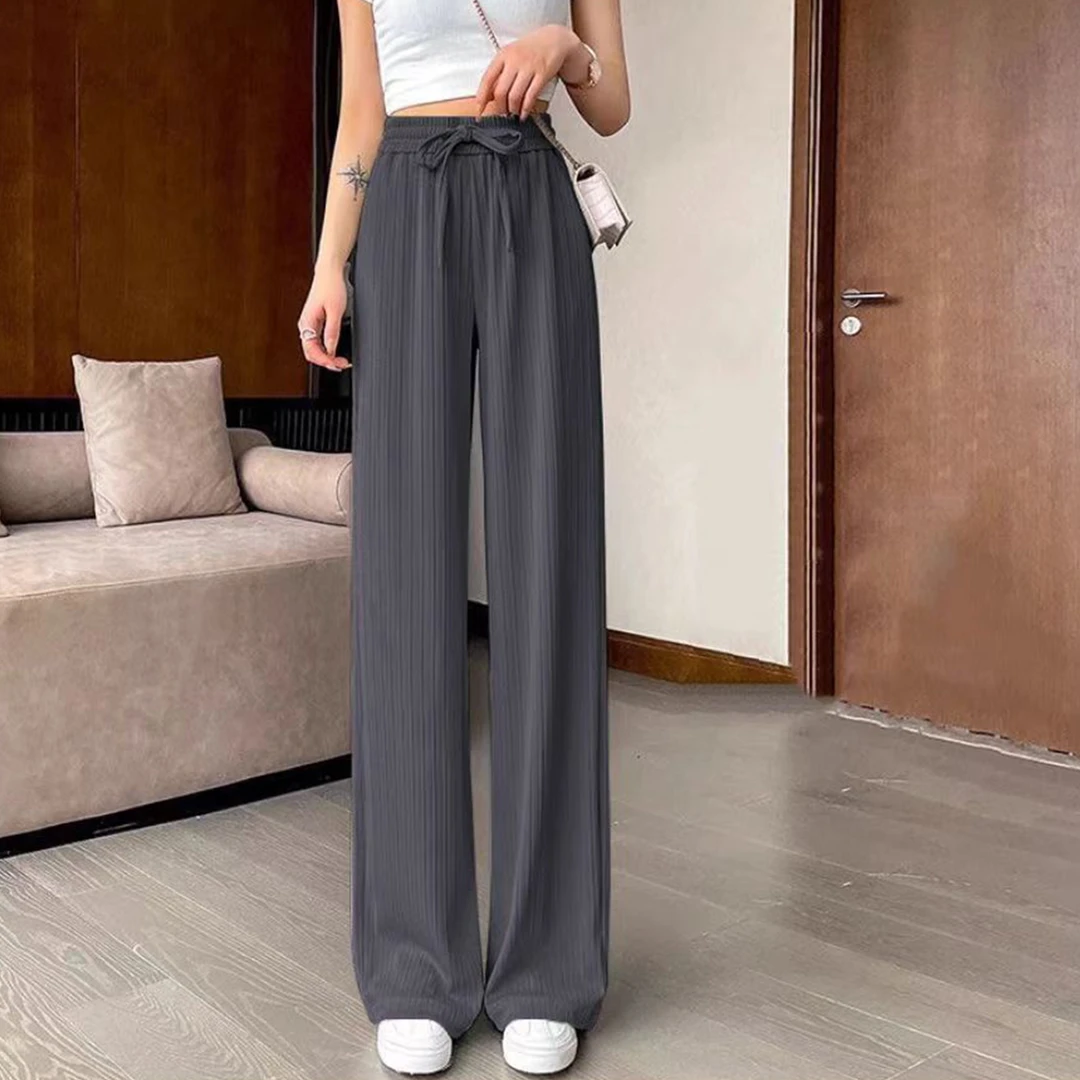 垂感宽松显瘦舒适女春夏秋季阔腿直筒裤时尚百搭纯色休闲裤1F294