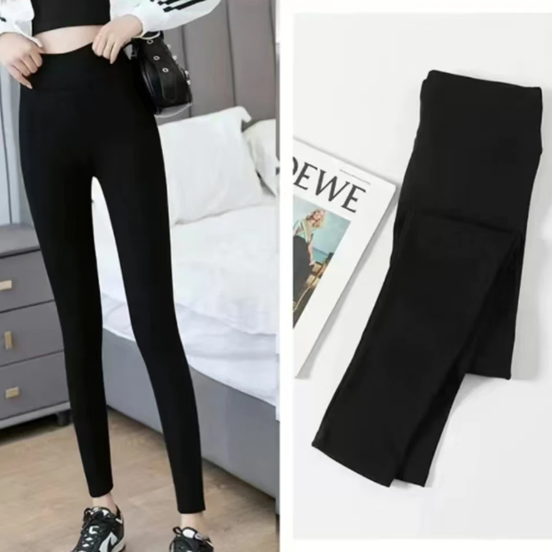 纯色修身女线条感显瘦打底可外穿加绒保暖百搭长裤春秋季1F461