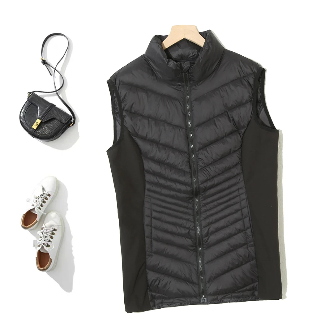 保暖立领拼接无袖男女同款马甲秋冬纯色保暖百搭简约舒适6C111