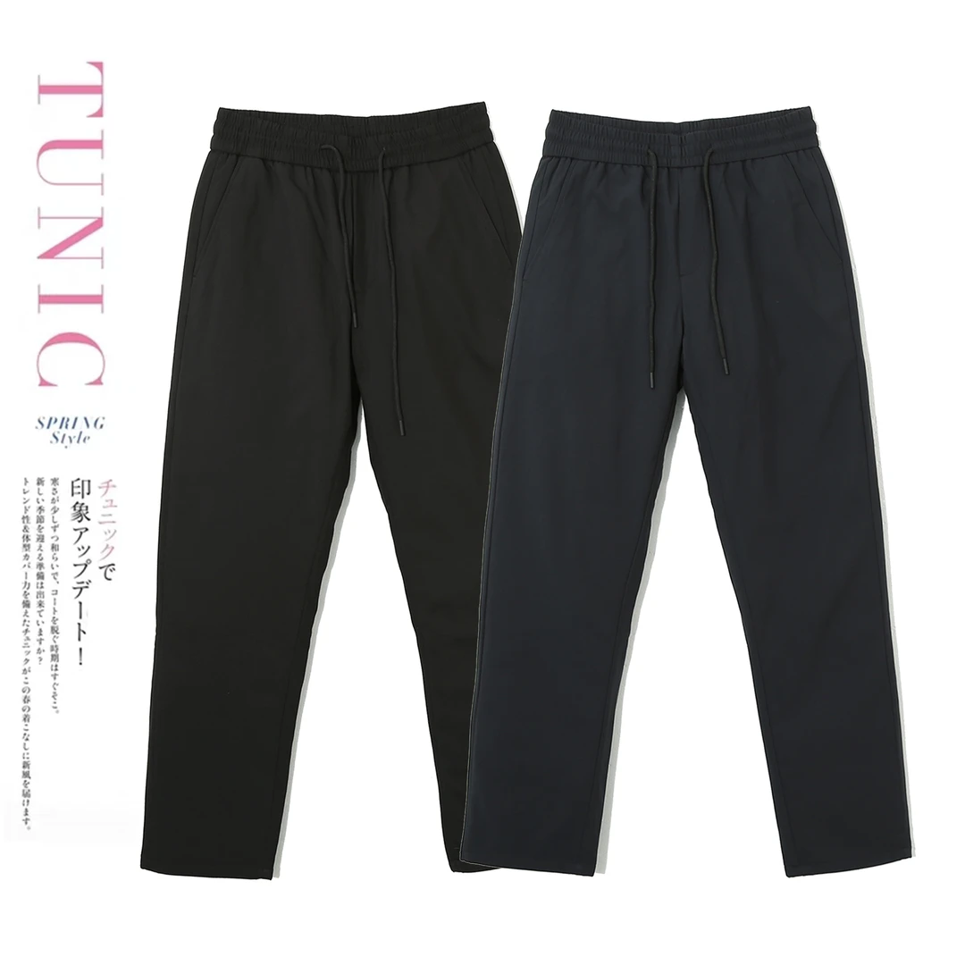 男女同款休闲裤潮流纯色设计松紧腰修身春秋冬简约保暖Y-1F168