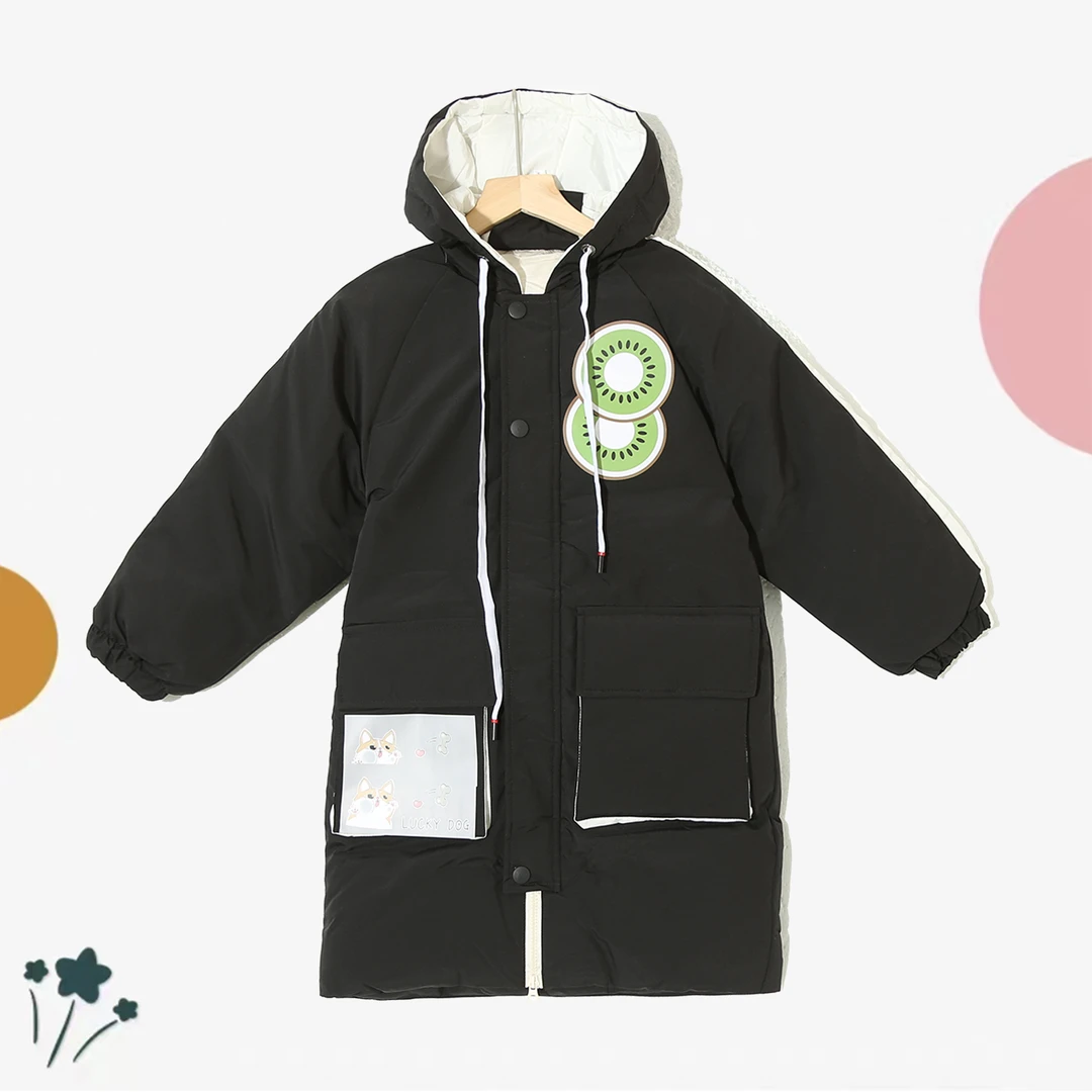 爆款时尚拼接连帽字母百搭中长款大童冬棉服轻便保暖舒适P-2G125