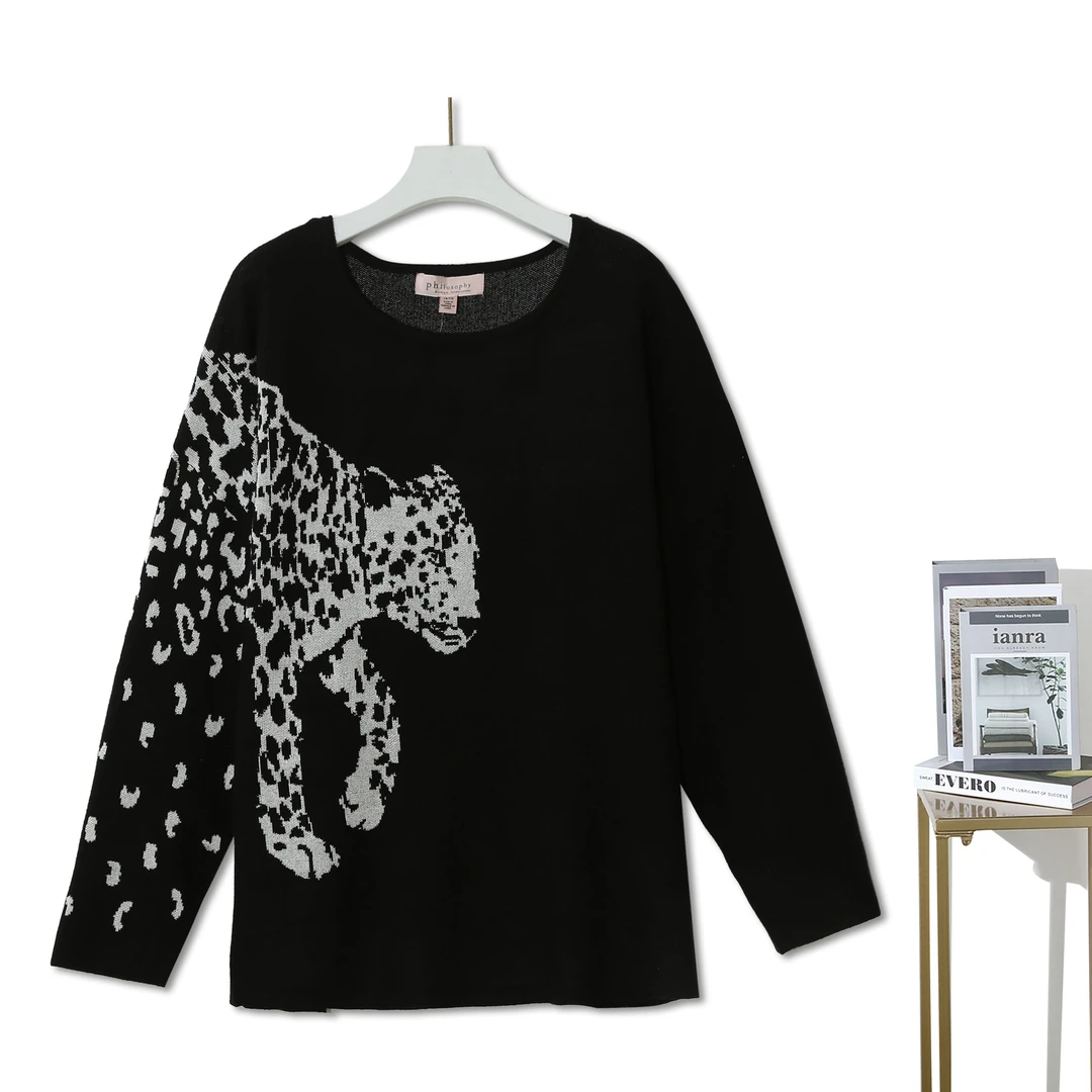 秋季时尚动物针织上衣情侣款春秋休闲百搭韩版毛衣针织衫H229