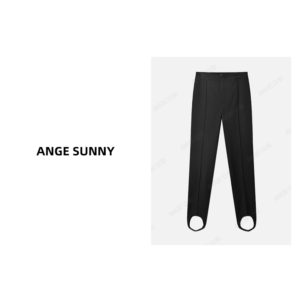 ANGE SUNNY【经典黑色踩脚裤】时尚新款 极简潮流踩脚滑雪休闲裤