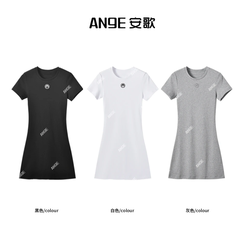 ANGE SUNNY【小月亮连衣裙】圆领针织休闲百搭纯棉T恤连衣裙