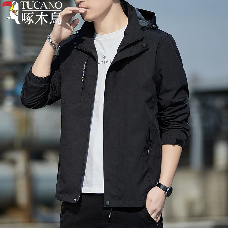 TUCANO/啄木鳥冲锋衣男士2024春季新款连帽户外休闲潮流夹克外套