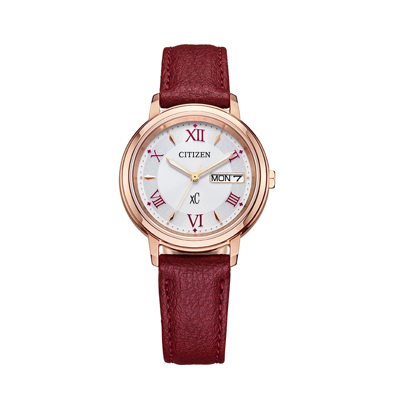 光动能小牛皮红运当头时尚女士腕表EW2427-19A