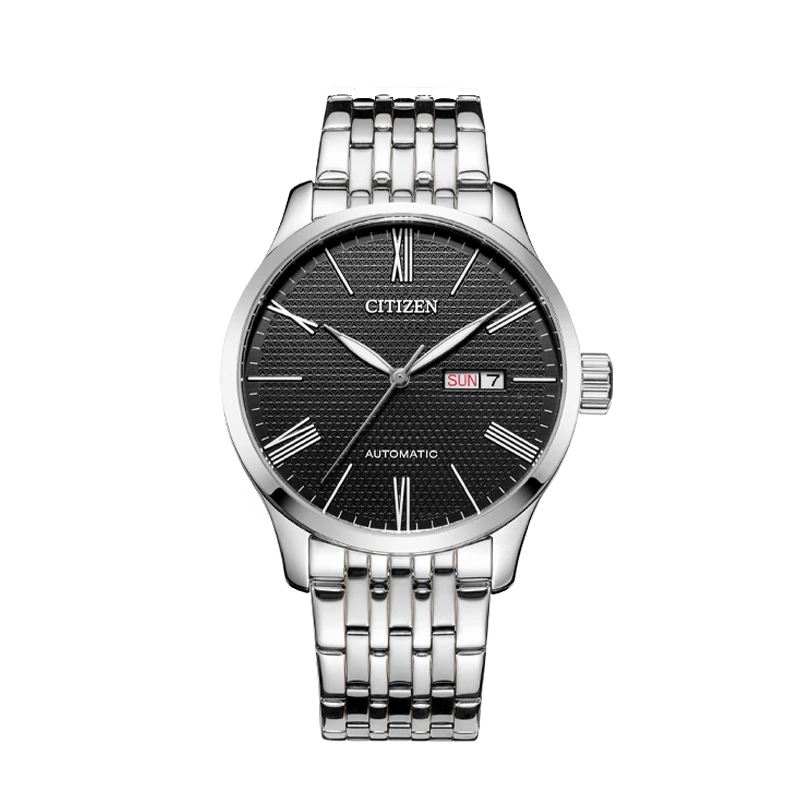 原装机械不锈钢表带简约黑盘男士手表NH8350-59E