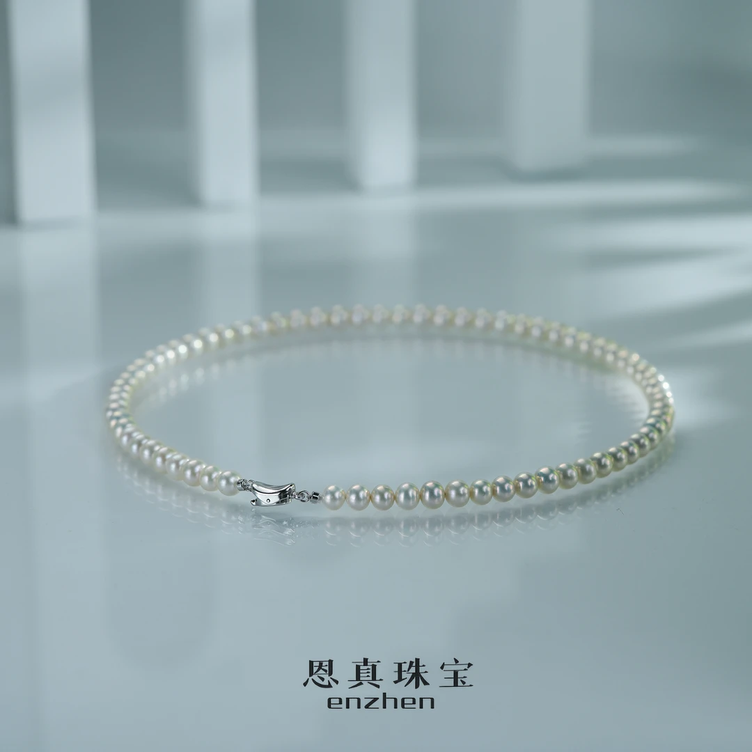【青霸王】强光无核淡水珍珠气质百搭全珠项链6.5-7.5mm时尚简约