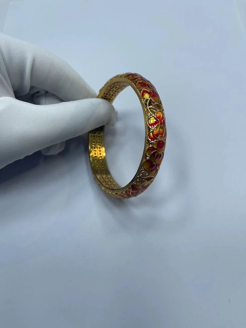 铜合金手镯 【货主清货】镂空莲花闭口手镯A47