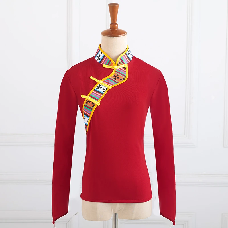 藏舞演出立领上衣艺考生练习民族服装广场舞表演舞台立领长袖上衣