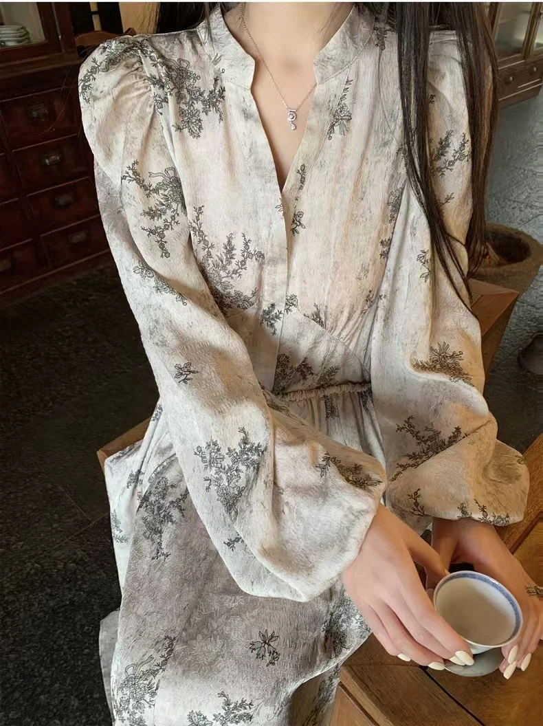 【335】2024新款夏季气质女人味时尚轻奢优雅法式提花连衣裙