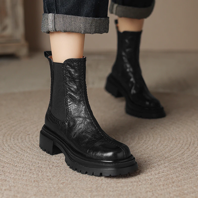 跟高3.5cm/34-40单绒/2024新款秋冬粗跟短靴百搭法式优雅简约日常