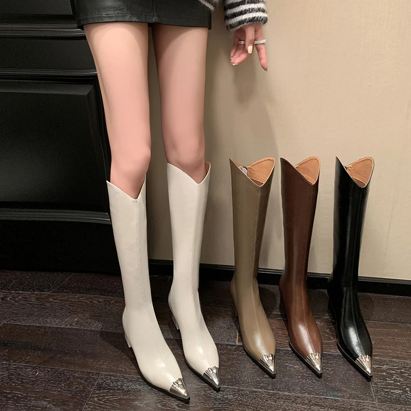 跟高5.5cm/34-39/新款尖头高跟气质女人百搭高跟长筒骑士靴女