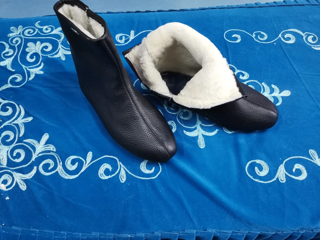 布鞋真皮皮毛一体加绒保暖