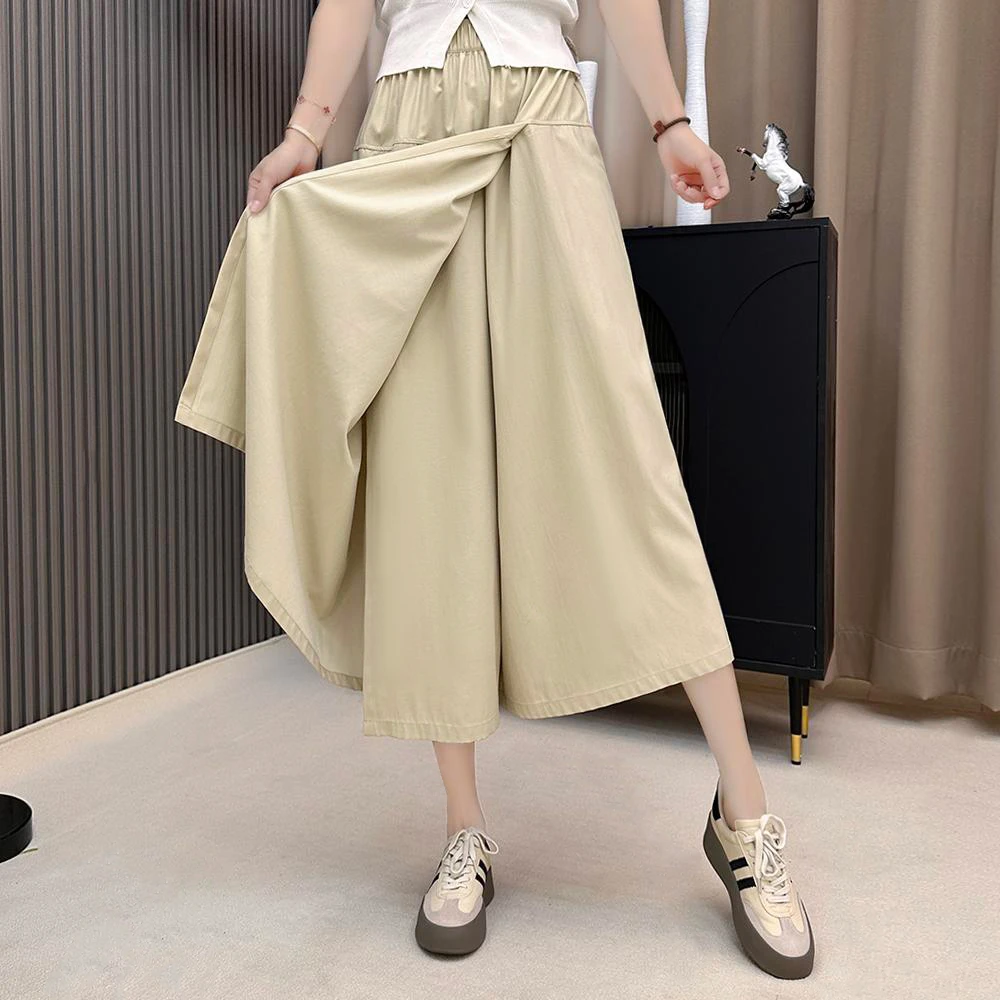 【zonefive】2024新款设计直筒休闲阔腿裙裤休闲8分透气高腰休闲裤