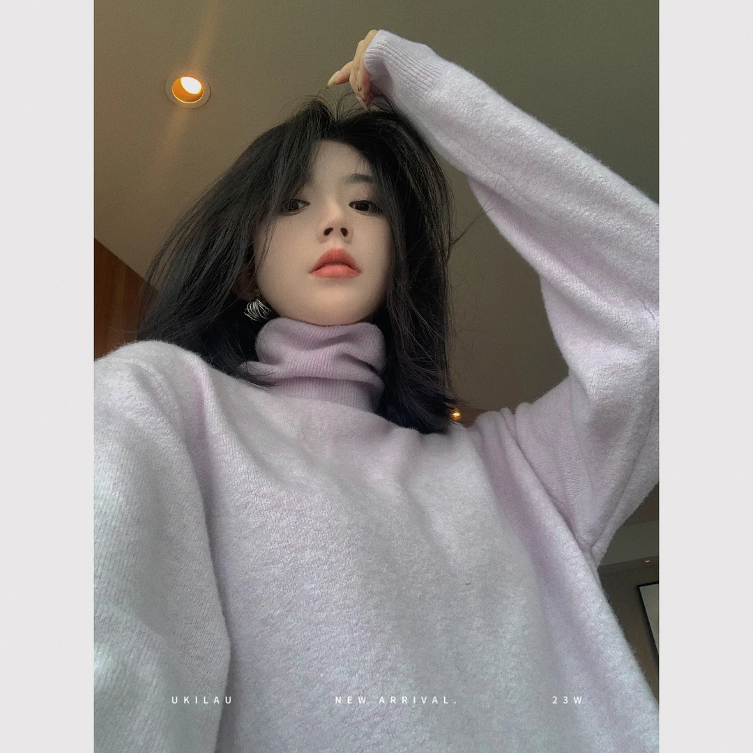 UKILAU 地暖打底 羊毛堆堆领糯米绒高领宽松打底毛衣针织衫