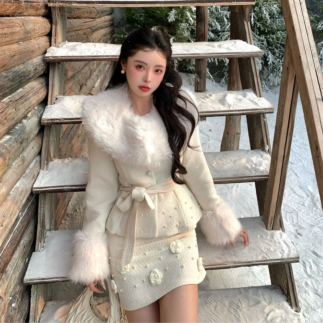 “青苍福利” 诗宝【芬兰日记】千金感高级毛呢收腰上衣半裙气质套装