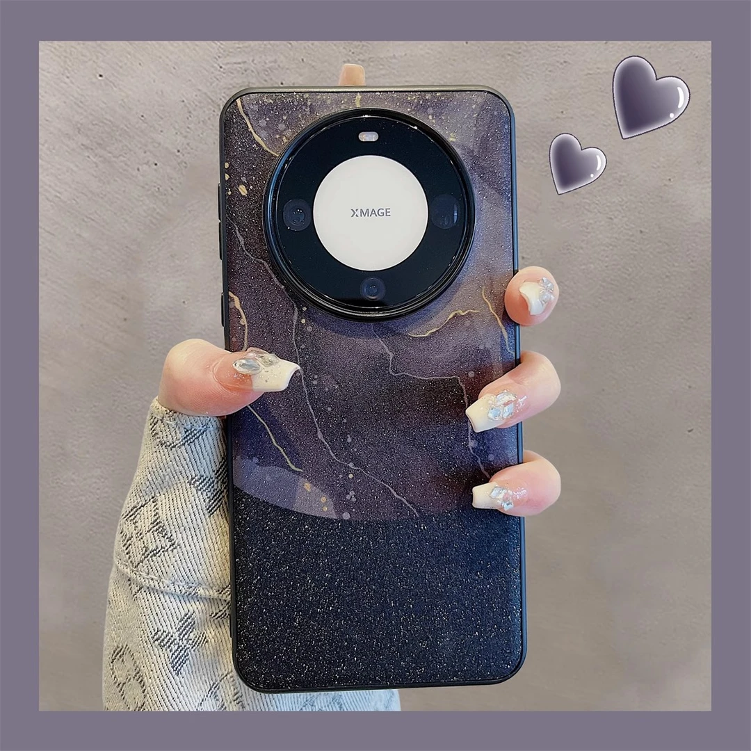 闪粉适用华为mate60pro+手机壳高级感新款超薄磨砂奢华女全包防摔