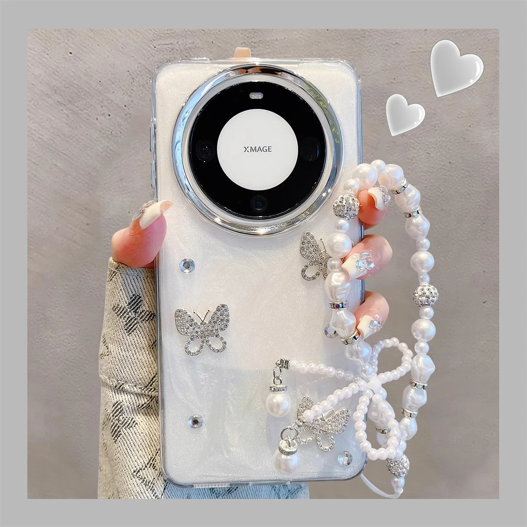 适用华为mate70pro+手机壳高级感立体蝴蝶奢华女款全包防摔保护套