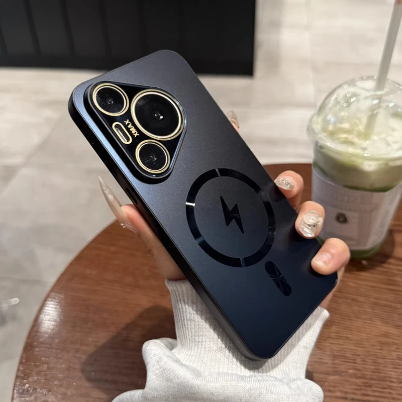 适用华为pura70pro手机壳磨砂磁吸带镜头膜防摔轻奢高级男女款ins