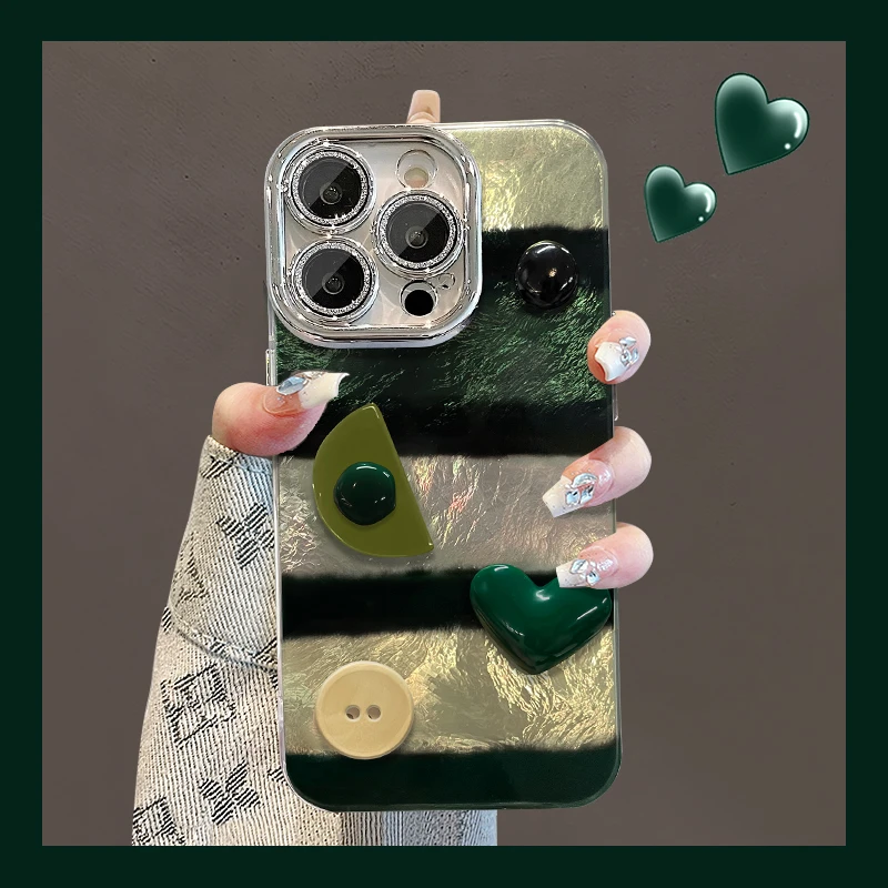 爱心公仔适用苹果16promax手机壳新女款全包镜头膜小众高级感防摔