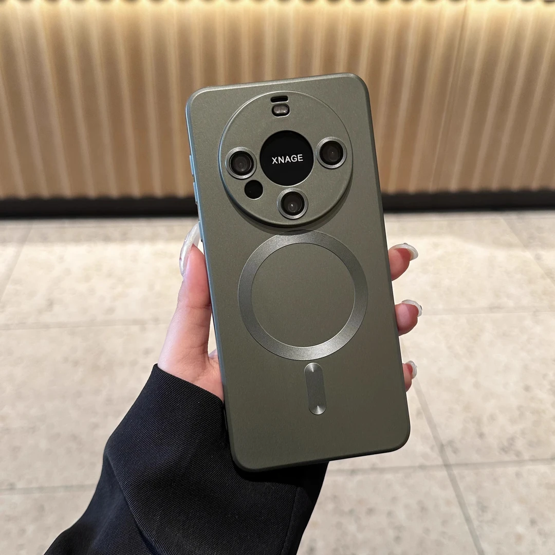 硅胶软壳磁吸充电适用华为mate60pro+手机壳自带镜头膜网红男女款