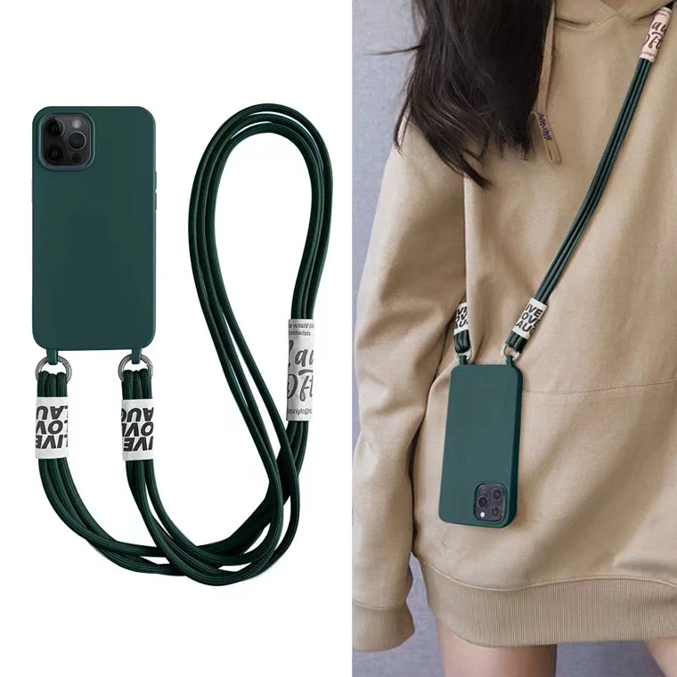 适用苹果16手机壳液态硅胶网红女款斜挎带挂绳可背高档小众高级感
