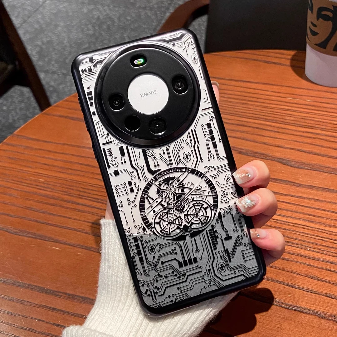 适用华为mate60pro+手机壳新款电镀机械纹高级感小众全包超薄防摔