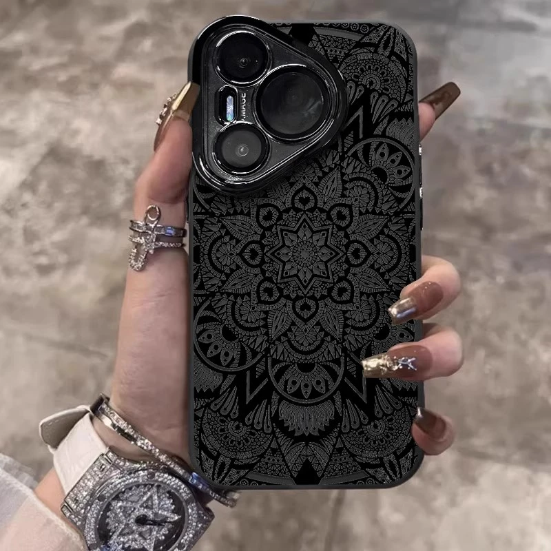 暗黑图腾适用华为pura70pro+手机壳新款创意个性简约全包带镜头膜