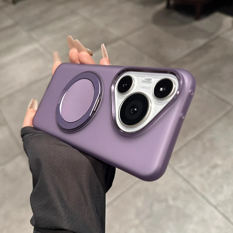 透明高级感磁吸充电360度旋转支架适用华为pura70pro手机壳男女款