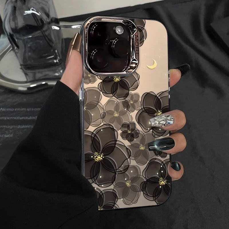 月光玫瑰适用苹果16promax手机壳女个性小众防摔新款气质全包高级