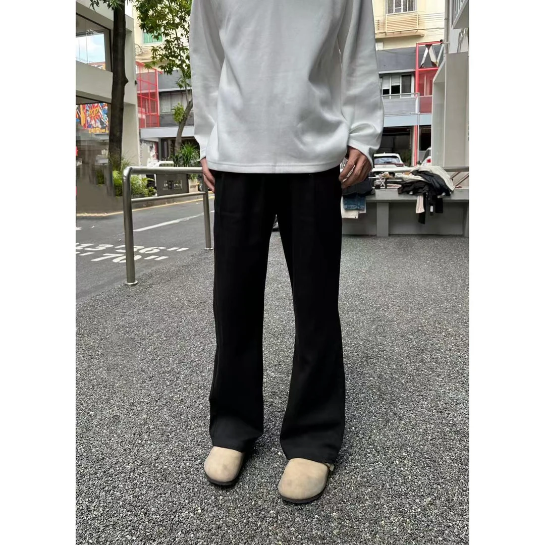 怪兽实验室美式复古天丝亚麻直筒微喇版型垂坠感西裤纯色简约长裤