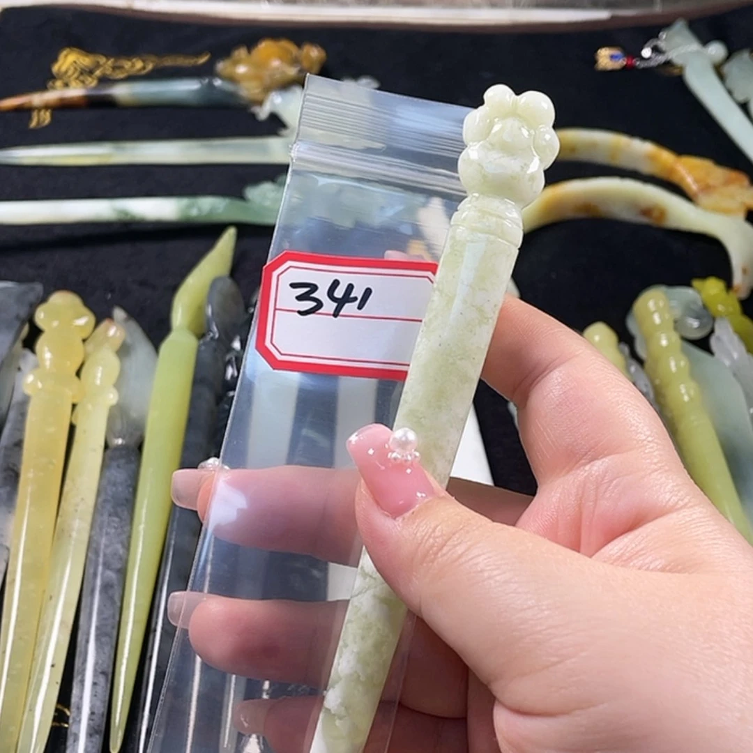【闪购商品】蛇纹石玉发饰未镶嵌爱****虾