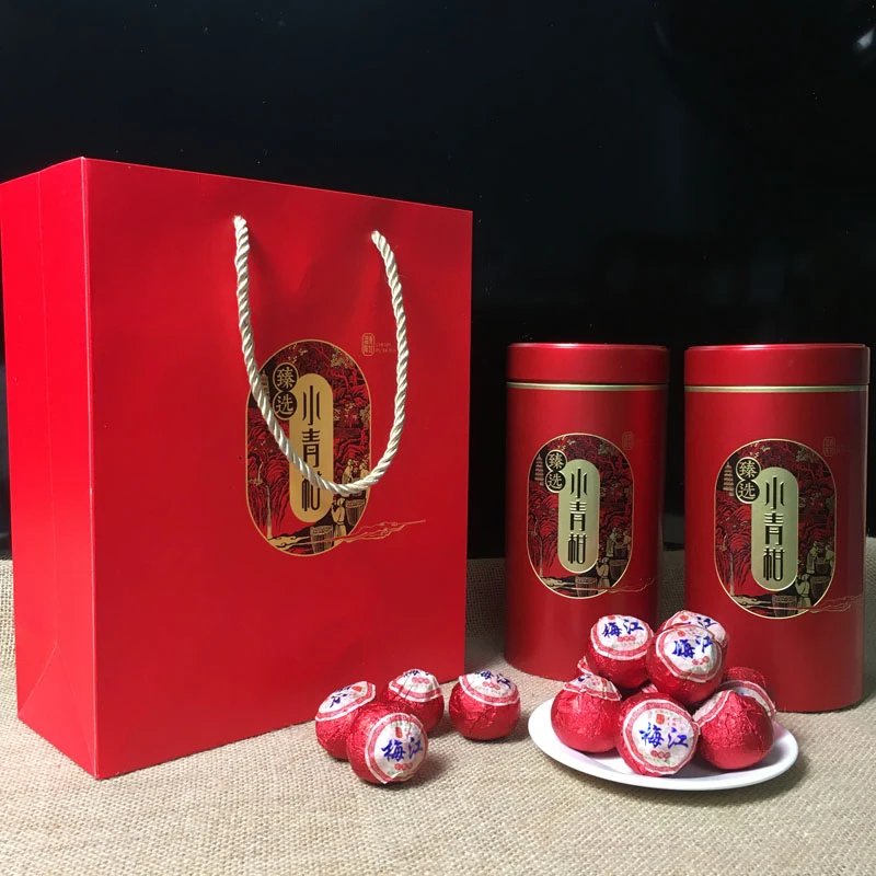 2022正宗生晒新会梅江老树小青柑普500g 两罐 礼盒装 罐装陈皮茶