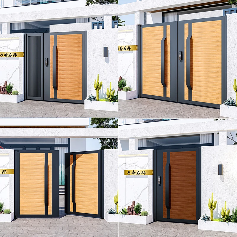 铁艺庭院大门双开门铝合金院子花园门木门子母门单开小区门