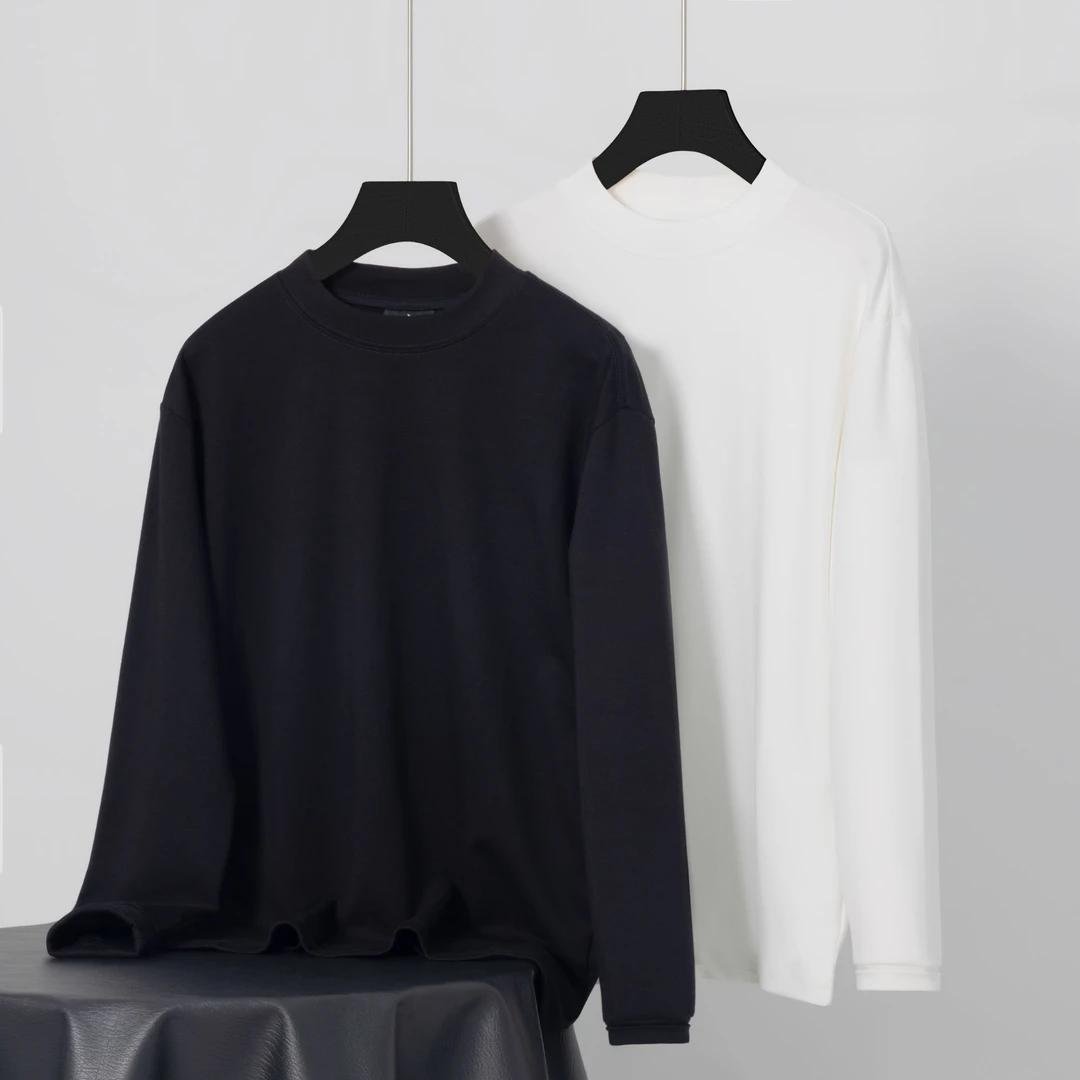 【特价淸仓】秋季打底“慕斯绒”长袖男士“肤感”纯色男士百搭长袖打底