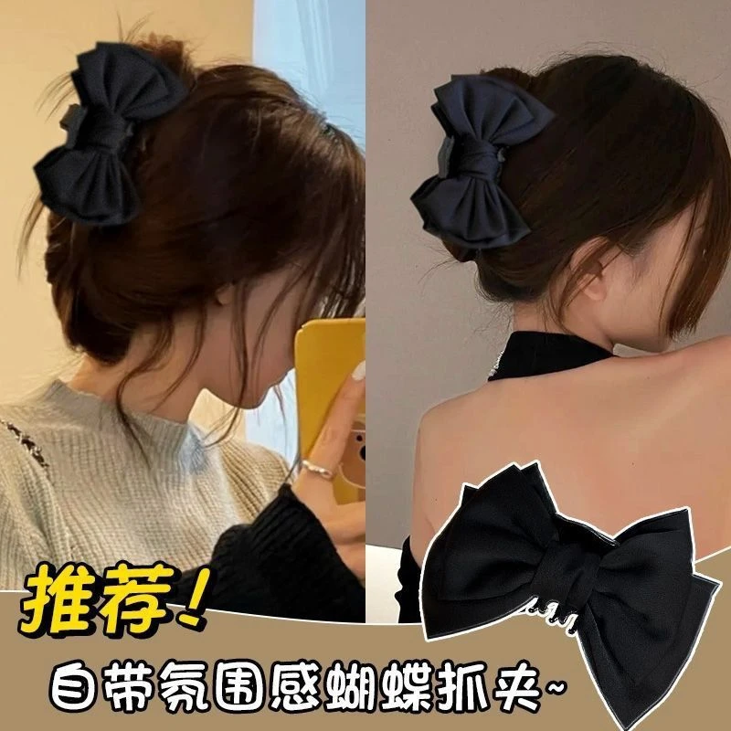 网红同款在逃公主双面蝴蝶结抓夹女秋冬气质鲨鱼夹后脑勺发夹头饰