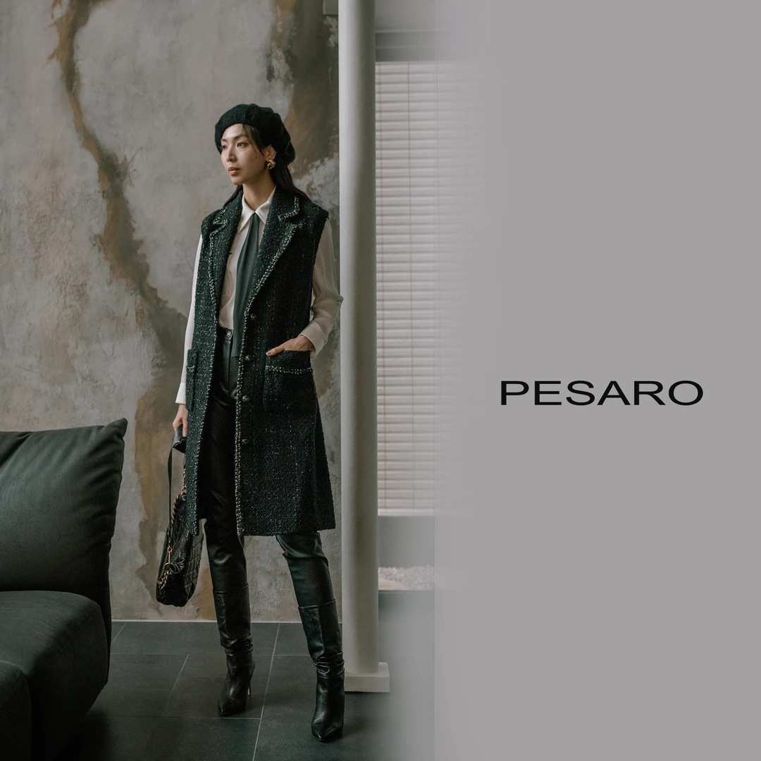 PESARO时尚中长款毛呢马甲3209-9049