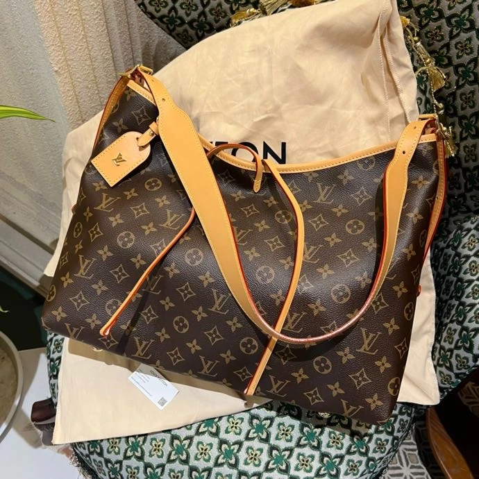 全新未使用 LouisVuitton/路易威登 lv老花中号carryall斜挎包