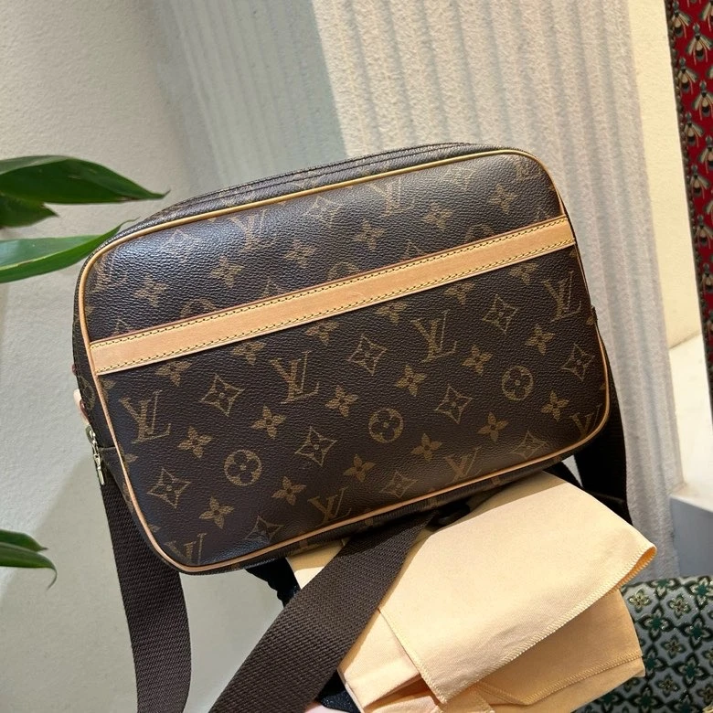 95新 LouisVuitton/路易威登 vintage老花大号记者斜挎包