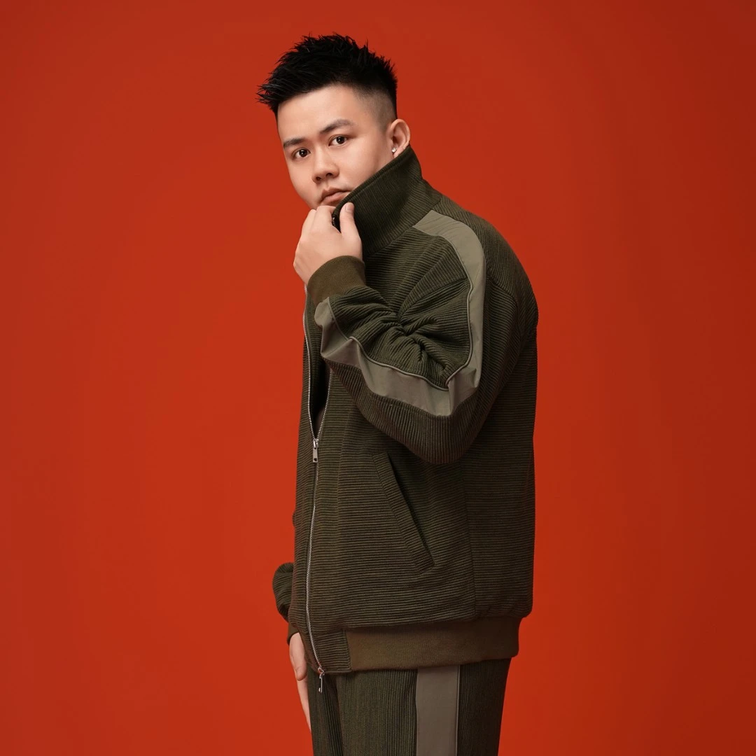 CHENGGE 高定针织面料 设计款纹理撞色复古夹克休闲宽松外套