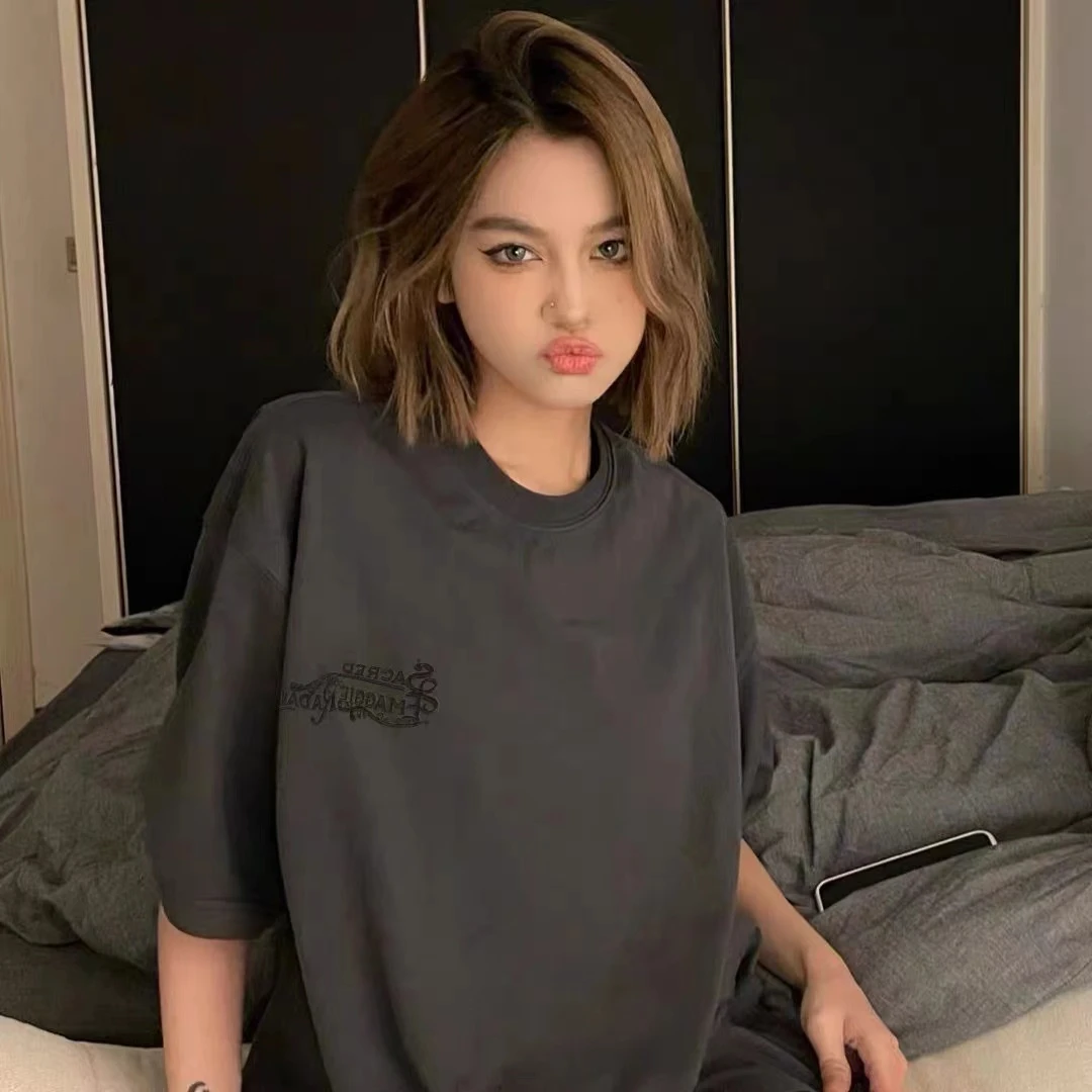 夏季大码2-300斤胖mm宽松100%重磅纯棉个性百搭街头风圆领短袖T恤